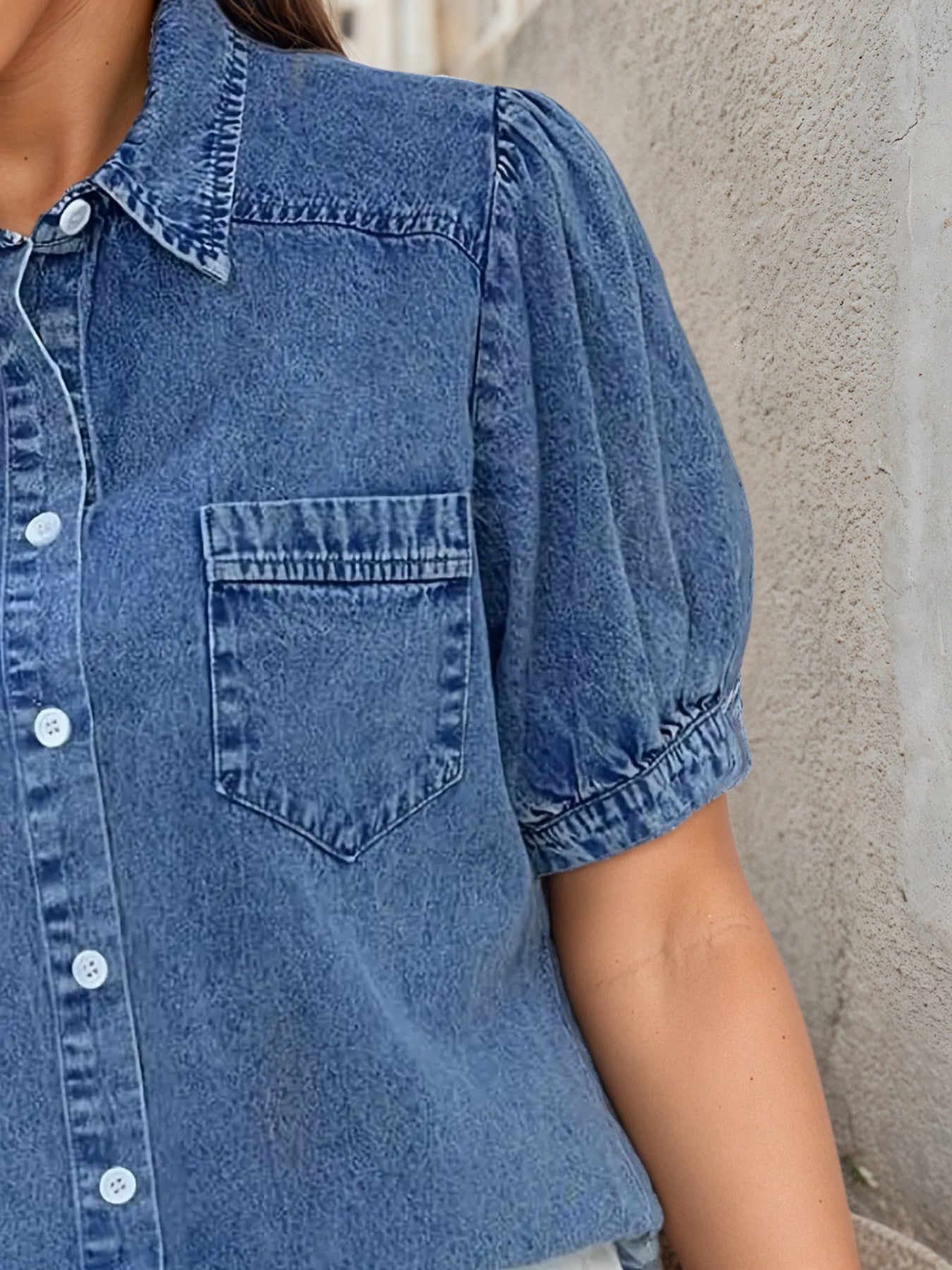 Women’s Retro Washed Denim Shirt FitiqueFit