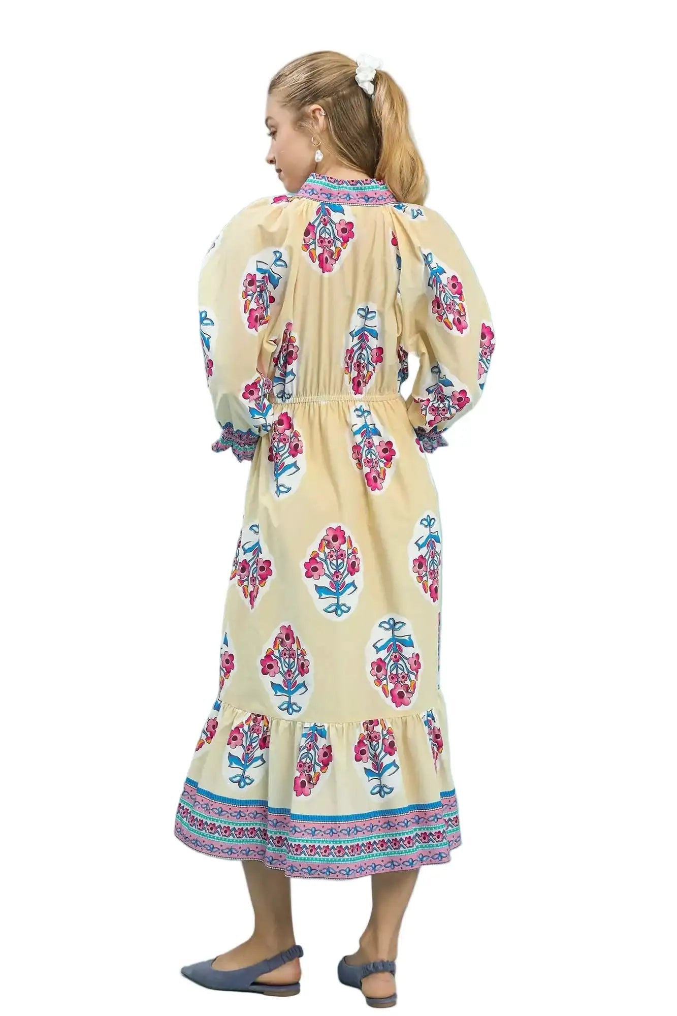Umgee Flower Patch Border Print Midi Dress West2East Surf