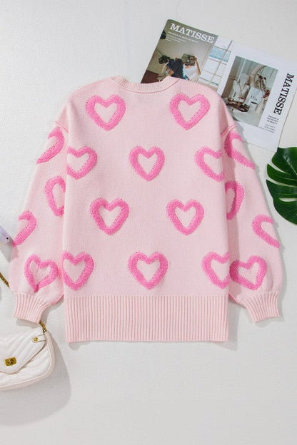 Valentine Heart Bubble Sleeve Baggy Sweater Shop Style & More | Fresh Looks, Everyday Deals & Free Shipping