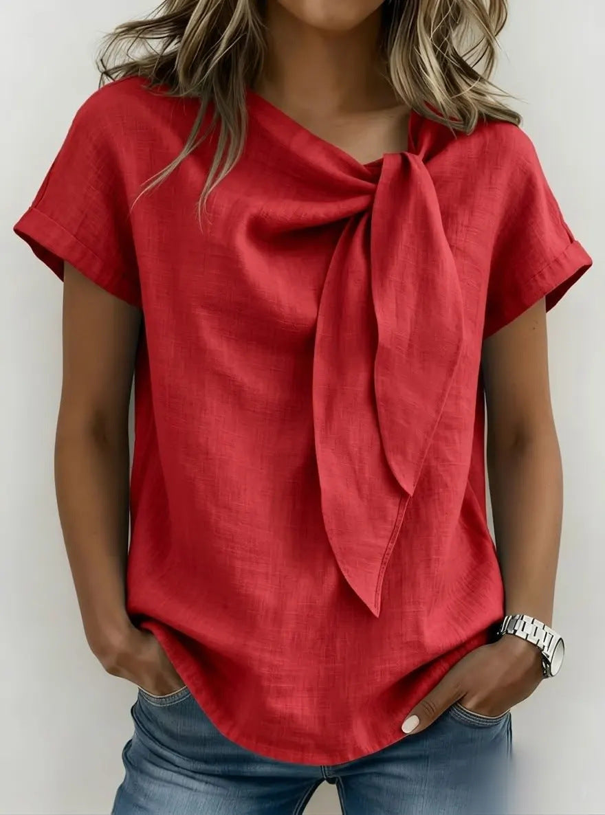 Women's Loose-Fit Short Sleeve Casual Pullover T-Shirt FitiqueFit