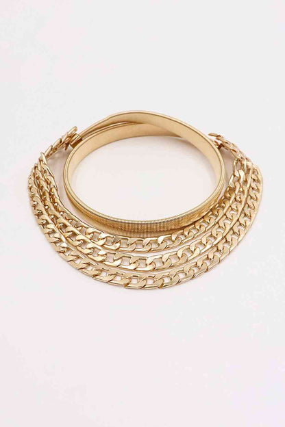 GlamourStyle Metal Triple-Layered Chain Belt – Eye-Catching Fashion Accessory See size chart under “more details” The Fashion Celestial
