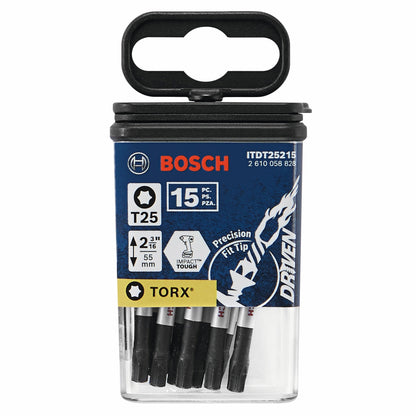 BOSCH ITDT25215 15 pc. Driven 2 In. Impact Torx® #25 Power Bits VM Hardware