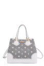 Nicole Lee USA Monogram Pattern Handbag with Rhinestones Decor New Era Fashion LLc
