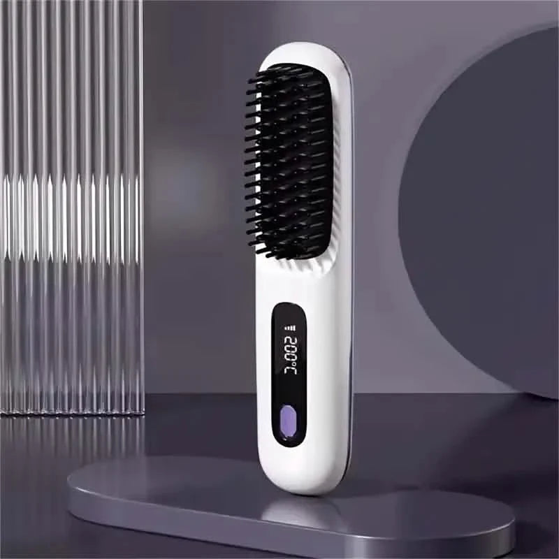 Portable Wireless Hair Straightener Comb – USB Rechargeable, 3-Speed, Negative Ion DailySale