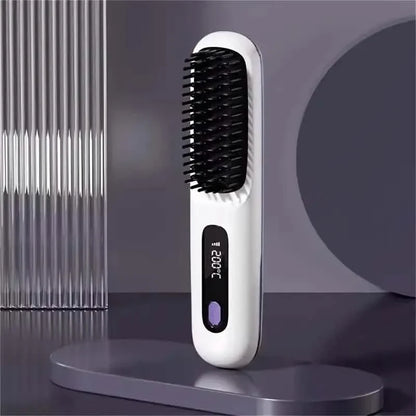 Portable Wireless Hair Straightener Comb – USB Rechargeable, 3-Speed, Negative Ion DailySale
