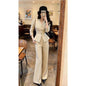 Waist-Grabbing Beige Coat and Wide Leg Pants Set FitiqueFit