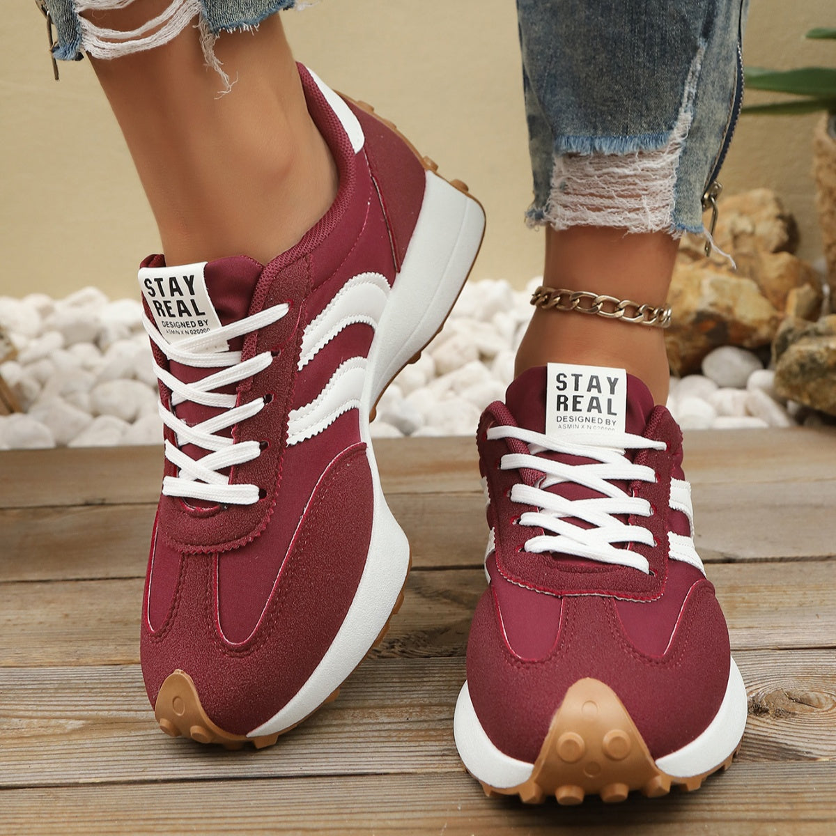 Round Toe Lace Up Sneakers New Era Fashion LLc