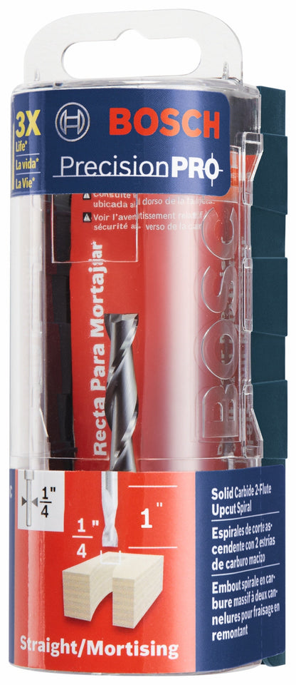 BOSCH 85911MC 1/4 In. x 1 In. Solid Carbide Double-Flute Upcut Spiral Router Bit VM Hardware