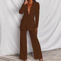 Lapel Button-Down Blazer & Straight-Leg Trousers Suit FitiqueFit