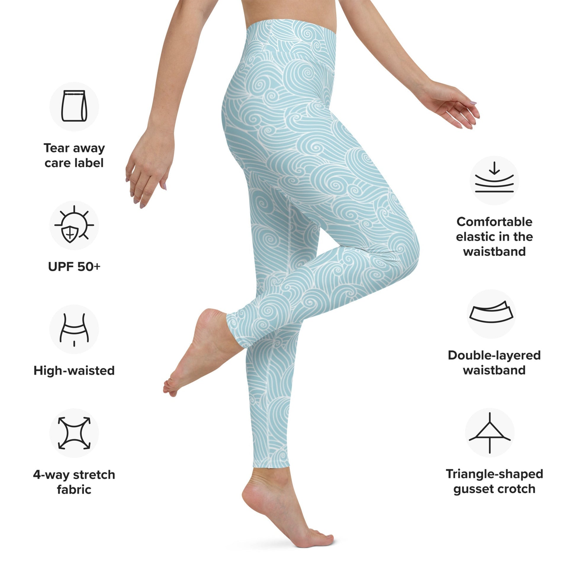 Women's Blue Ocean Swirl Yoga Leggings New Era Fashion LLc