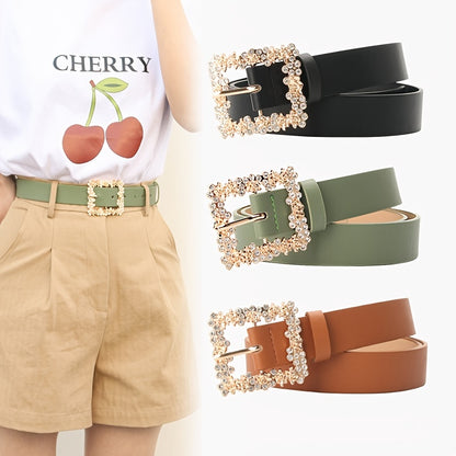 2023 Women'S Fashion Accessory, Elegant Alloy Rhinestone Pin Buckle Belt, Versatile Dress Decorative Accessory, Casual & Sporty Style, Hand Washable - Ideal for Weekend and Festive Occasions, Weekend Casual Wear|Elegant Acces NovaCart