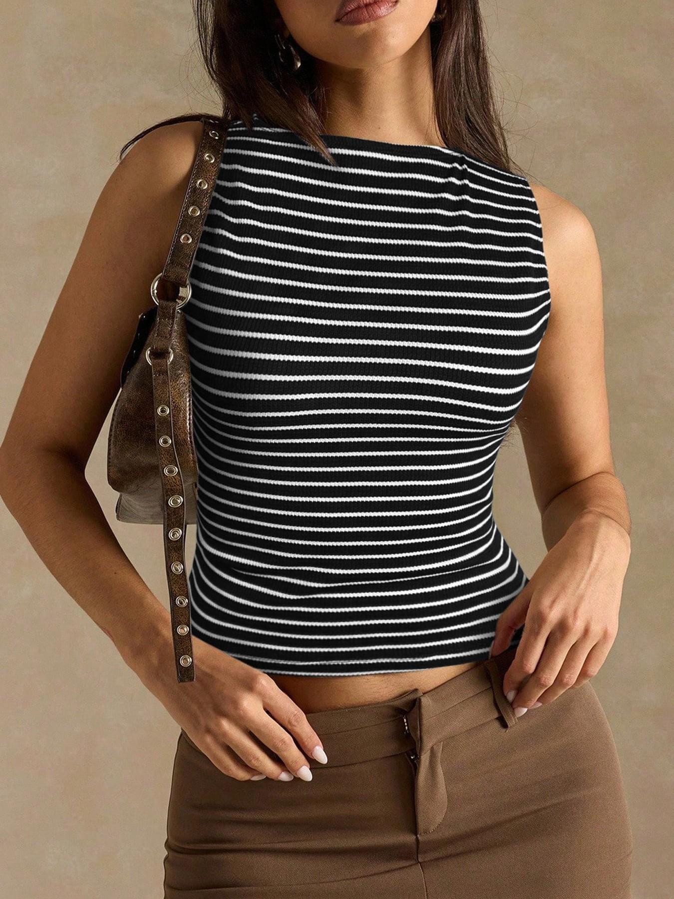 Women’s Slim Fit Striped Vest Top FitiqueFit