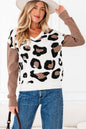 Leopard Colorblock Drop Shoulder V-Neck Sweater Shop Style & More | Fresh Looks, Everyday Deals & Free Shipping