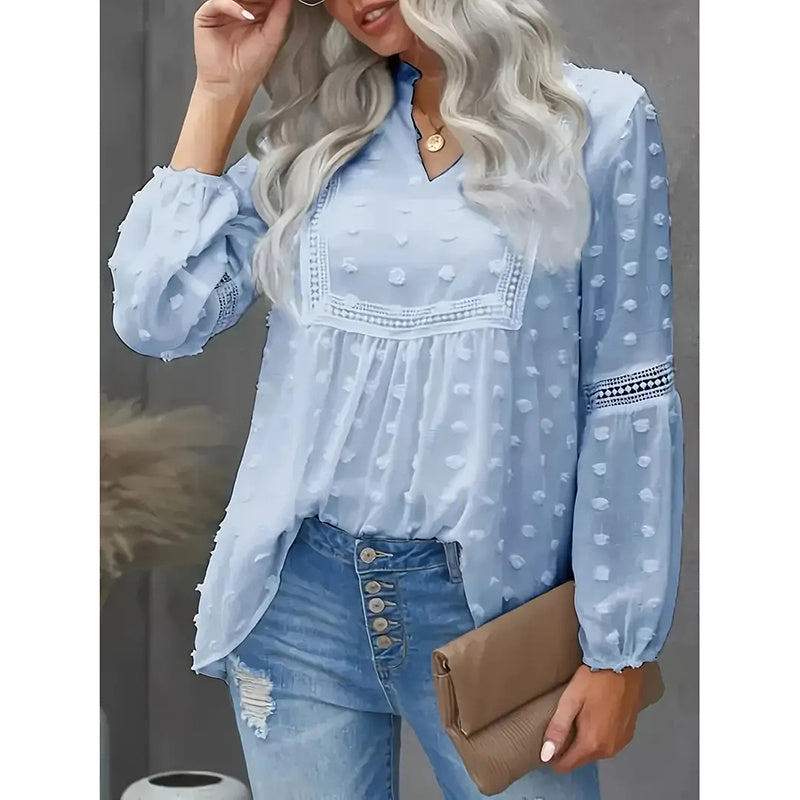 Women’s Long‑Sleeve V‑Neck Business Casual Blouse FitiqueFit