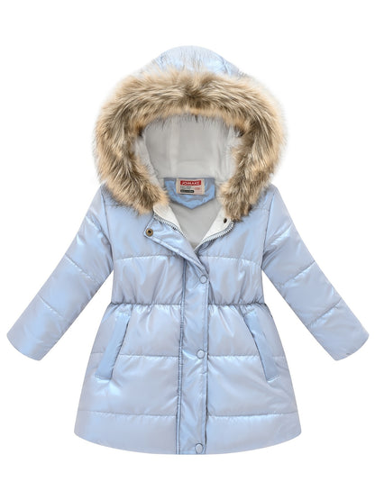 New Winter Collection for Older Kids: Unisex Mid-Length Glossy Thickened Hooded Jacket NovaCart