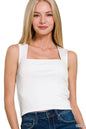 Zenana Ribbed Seamless Double Layered Square Neck Tank Montret
