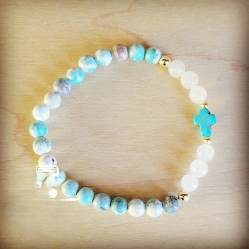 Natural Jade and Howlite Beaded Stretch Breacelet Shop Style & More | Fresh Looks, Everyday Deals & Free Shipping