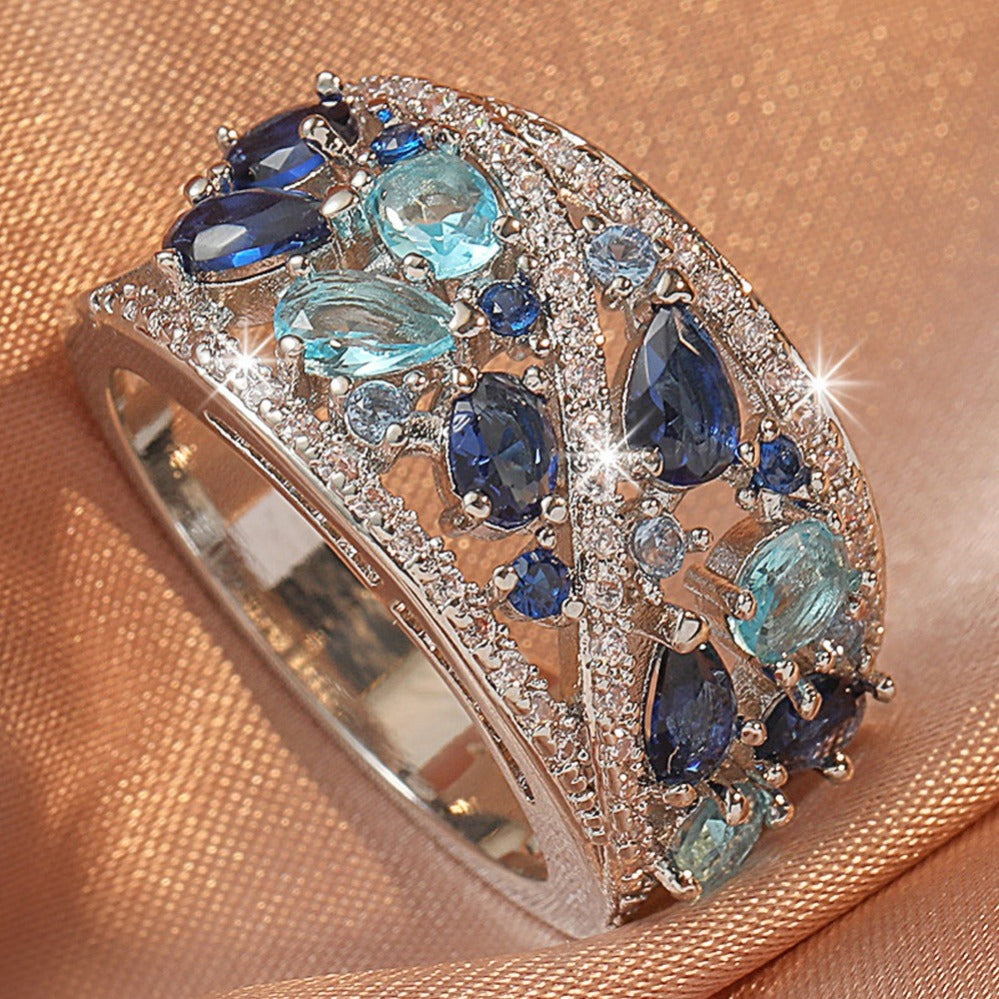 Bohemian Women's Couple Fashion Elegant Glass Synthetic Zirconia Gift Ring NovaCart