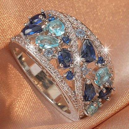 Bohemian Women's Couple Fashion Elegant Glass Synthetic Zirconia Gift Ring NovaCart