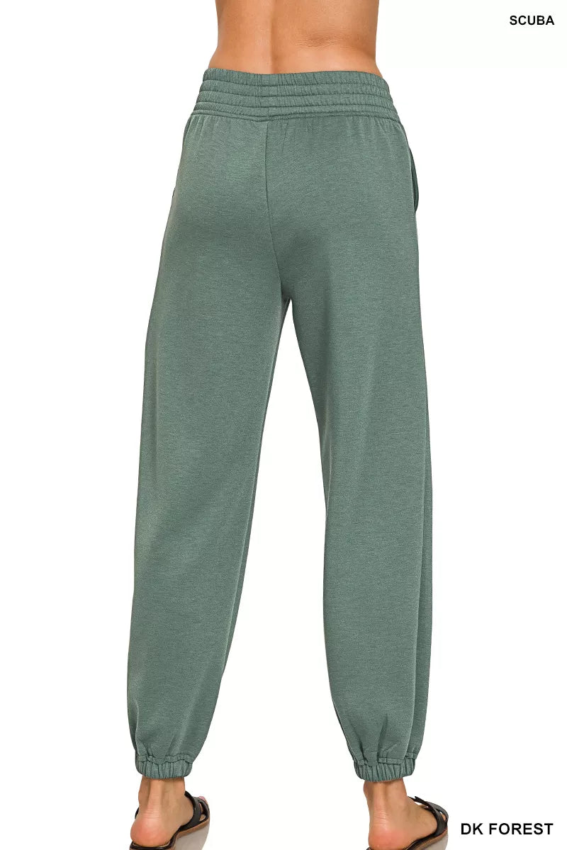 Zenana Scuba Elastic Waist Joggers with pockets New Era Fashion LLc