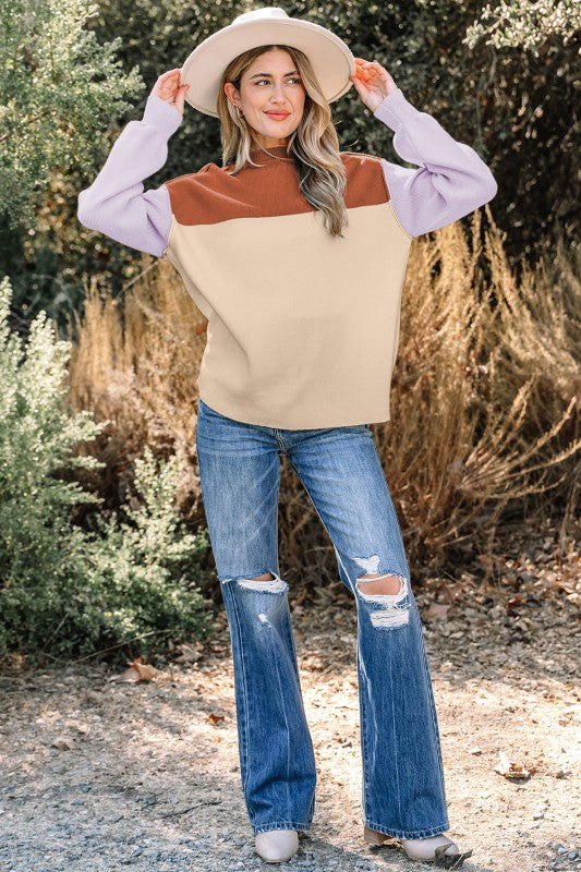 Colorblock Ribbed Knit Long Sleeve Sweater Shop Style & More | Fresh Looks, Everyday Deals & Free Shipping