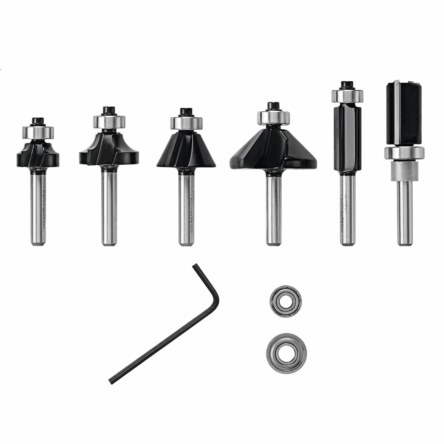 BOSCH RBS006TES 6 pc. Carbide-Tipped Trim and Edging Router Bit Set VM Hardware