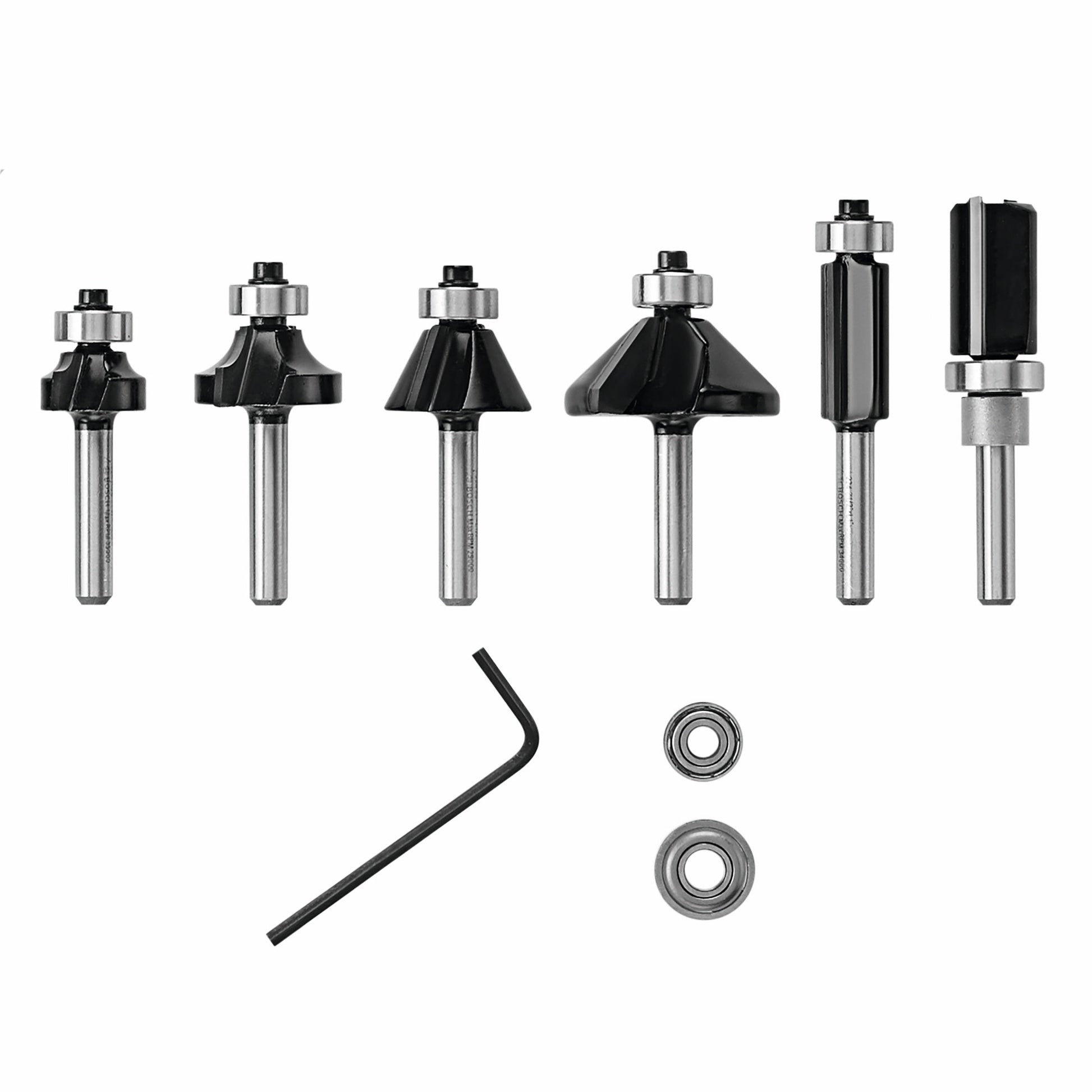 BOSCH RBS006TES 6 pc. Carbide-Tipped Trim and Edging Router Bit Set VM Hardware