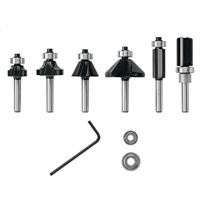 BOSCH RBS006TES 6 pc. Carbide-Tipped Trim and Edging Router Bit Set VM Hardware