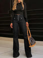 Women's Patchwork Jeans Slim Fit Slimming Stretch Flared Pants See size chart under “more details” The Fashion Celestial