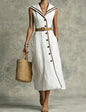 Stand-Up Collar Button-Front Casual Dress | 3 Colors FitiqueFit