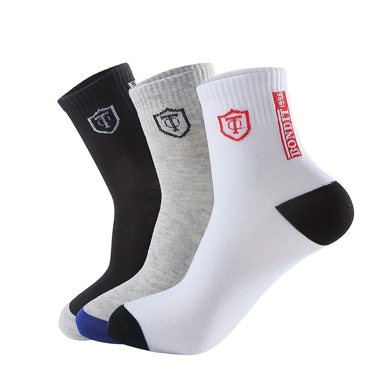 6-Pack Minimalist Casual Letter Mid-Calf Socks, Breathable Business Men's Socks NovaCart