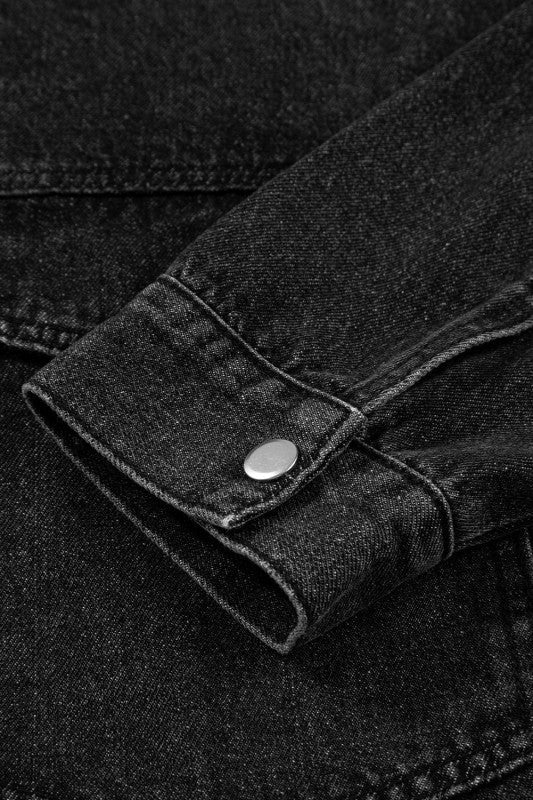 Denim Chest Pocket Drop Shoulder Hooded Jacket See size chart under “more details” The Fashion Celestial
