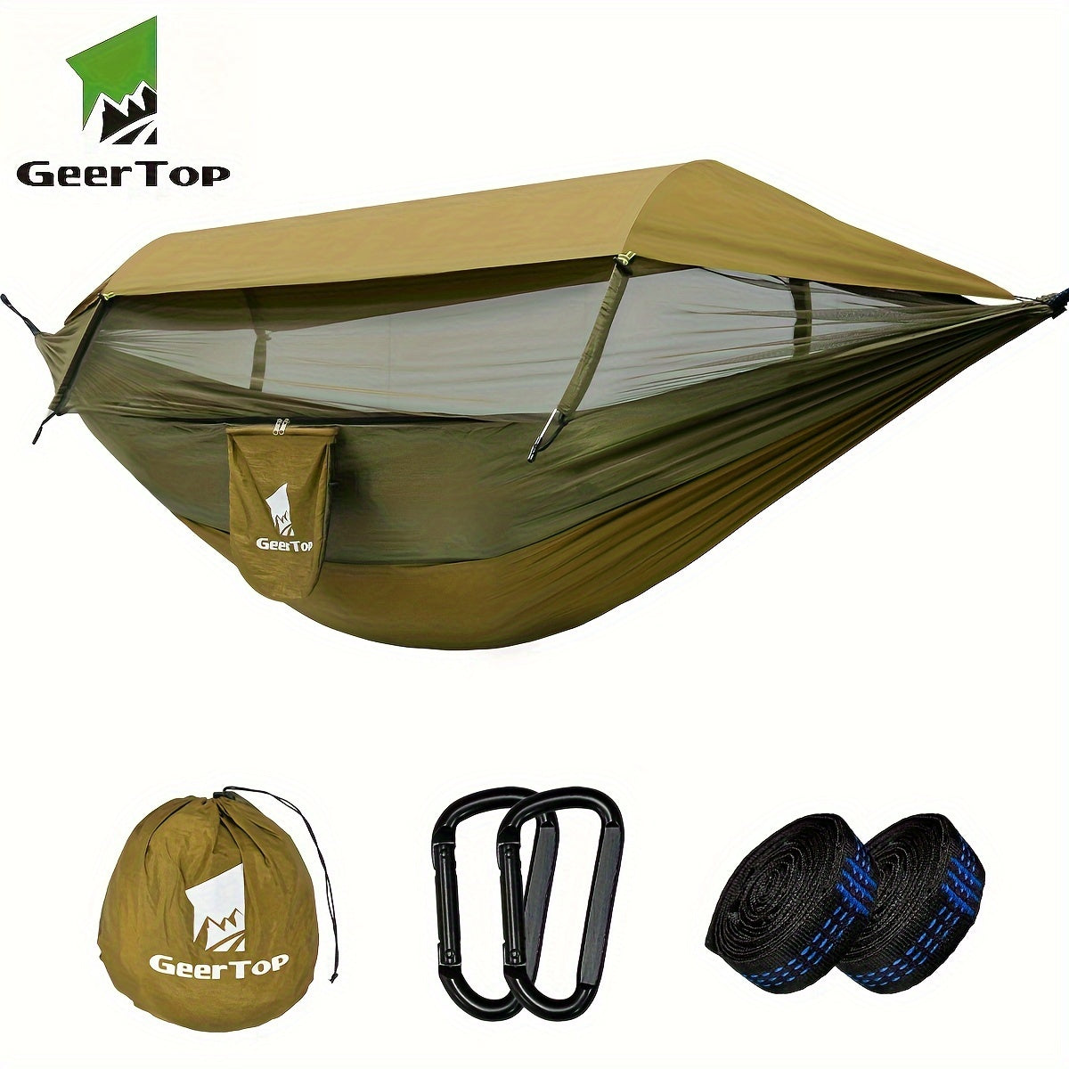 [3-in-1 Hammock] GEERTOP 3-in-1 Outdoor Hammock | Double Sleep Rest Camping Hammock with Mosquito Net Sun Shelter for Backpacking Travel Garden Park NovaCart
