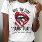 Women's Round Neck American Flag Lips & Stars Print Summer Top FitiqueFit