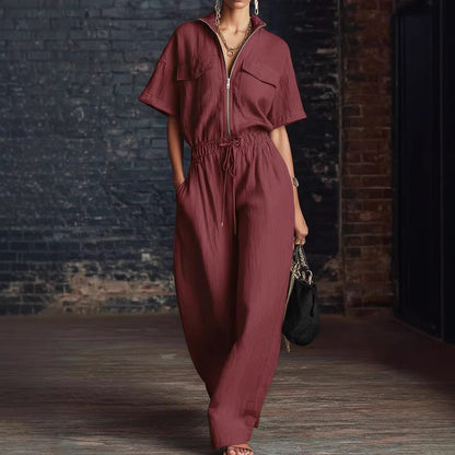 Women’s Stand Collar Sleeveless Wide-Leg Jumpsuit FitiqueFit
