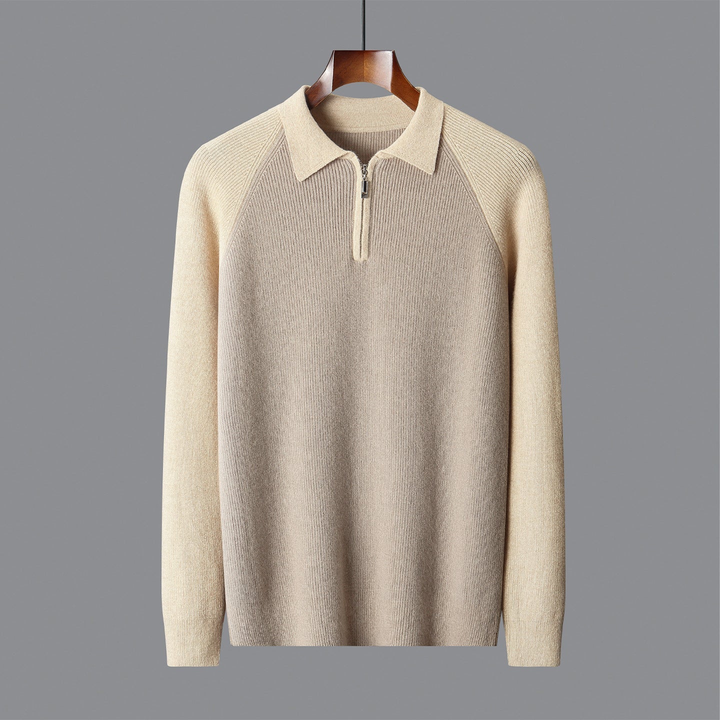 Half Zipper Contrast Color Lapels Sweater For Men Grayceful LLC