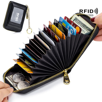 [RFID Credit Card Holder] Casual RFID Credit Card Holder, Multi-compartment Wallet - Simple Zip Around Card Case NovaCart