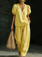 Women’s V-Neck Casual Two Piece Set FitiqueFit