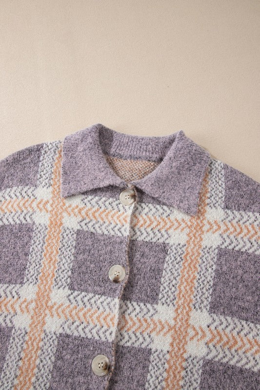 Plaid Button-Up Collared Fuzzy Cardigan Shop Style & More | Fresh Looks, Everyday Deals & Free Shipping