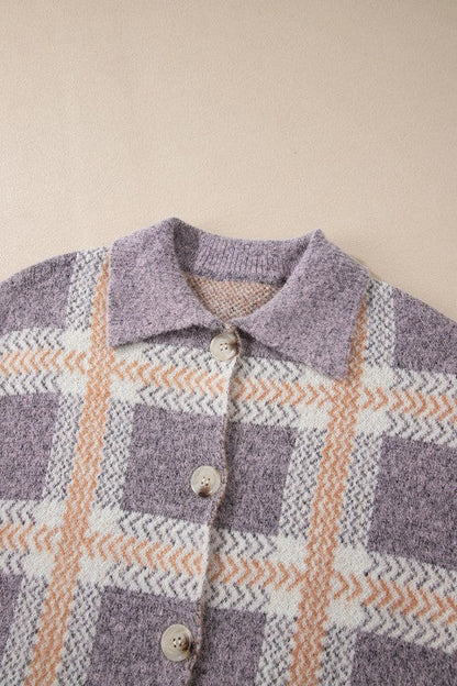 Plaid Button-Up Collared Fuzzy Cardigan Shop Style & More | Fresh Looks, Everyday Deals & Free Shipping