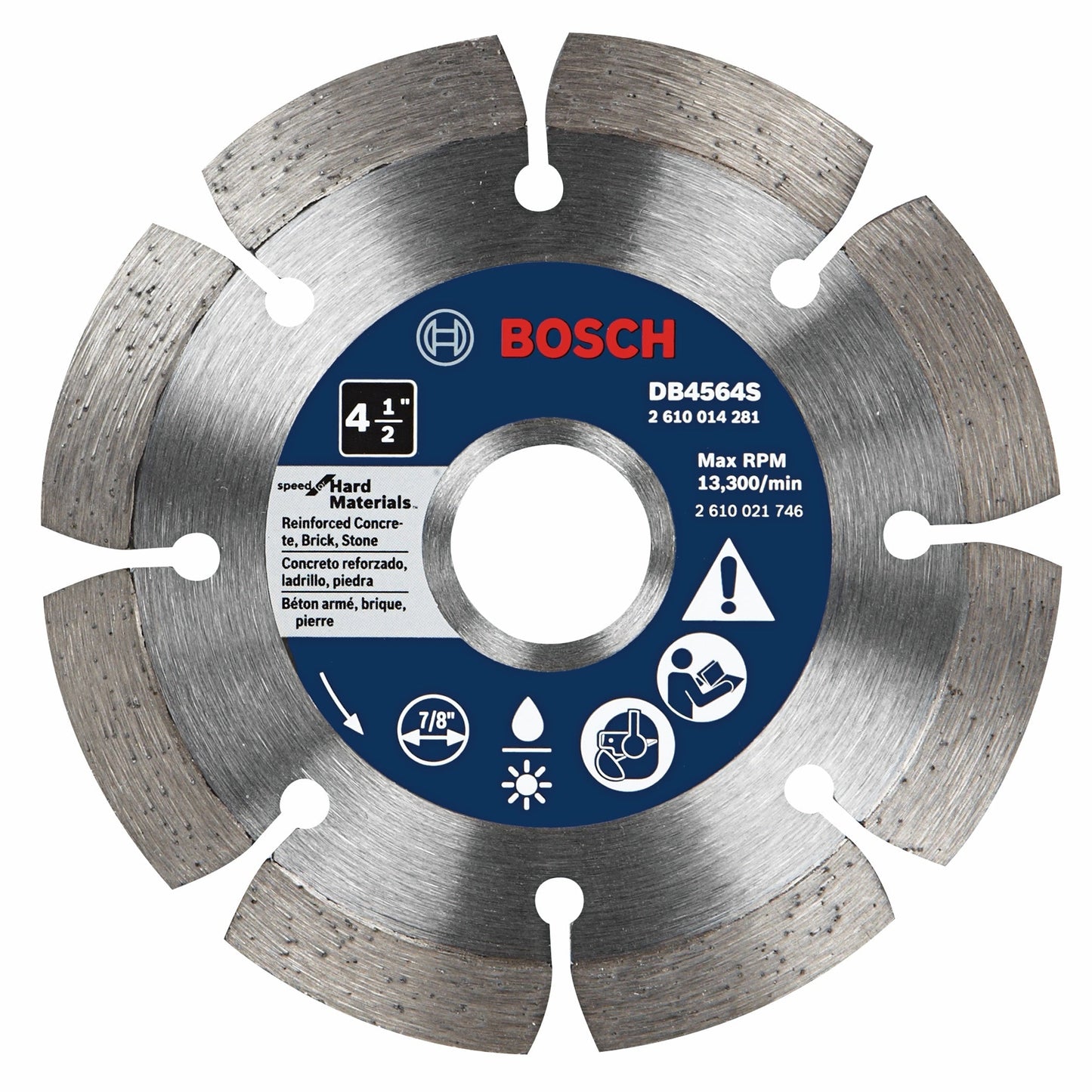 BOSCH DB4564S 4-1/2 In. Standard Segmented Rim Diamond Blade for Hard Materials VM Hardware