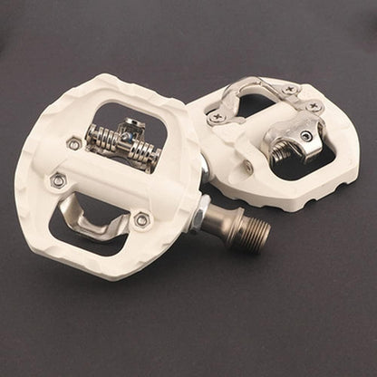 MTB Pedals Clipless SPD Self-Locking Pedals Compatible with Shimano SPD Lightweight Nylon Fiber Bicycle Platform Pedals with Cleat Included for BMX MTB Spin Trekking Bike，9/16" White