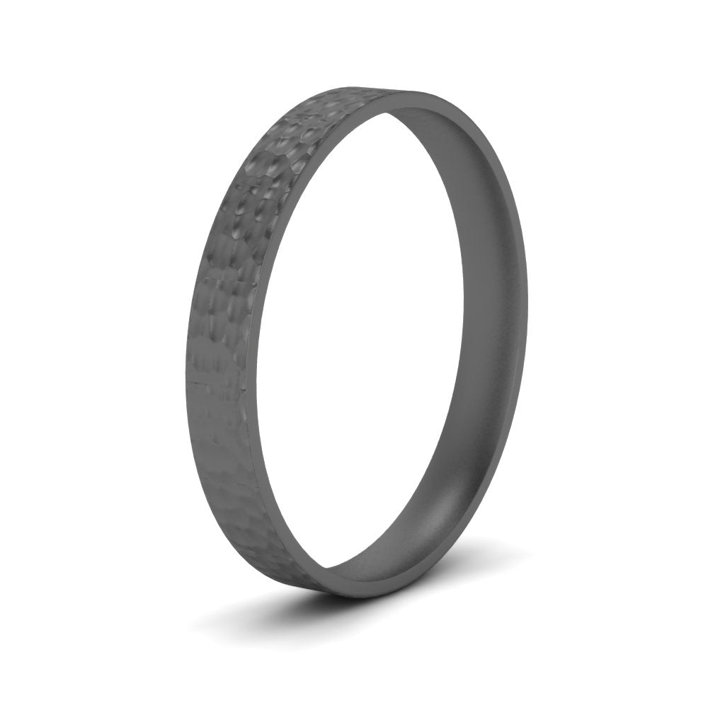 Hammered Finish Mens Wedding Band Fascinating Diamonds