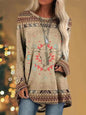 Women's Animal Print Loose-Fit T-Shirt with Round Neck