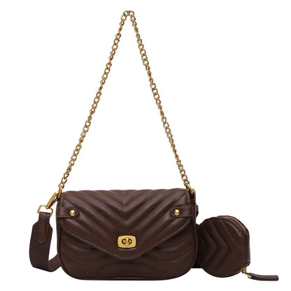 Quilted Crossbody Bag with Coin Purse and Chain