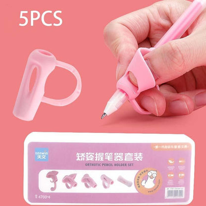 5Pcs Children Writing Pencil Holder Kids Learning Practice Pen Aid Grip Posture Correction Device Child Writing Tools Pencil for Kids Handwriting Aid Correction Tool Stevvex