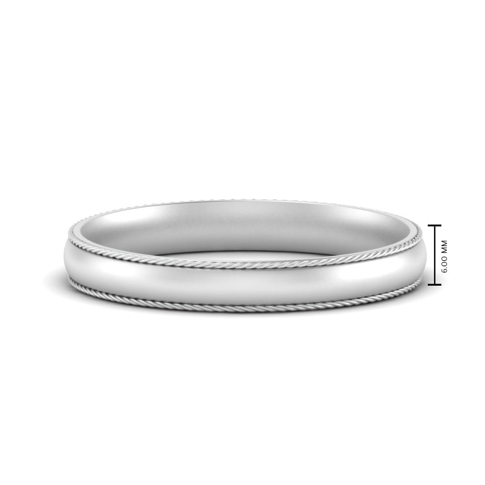 Rope Design Comfort Fit Mens Band Fascinating Diamonds