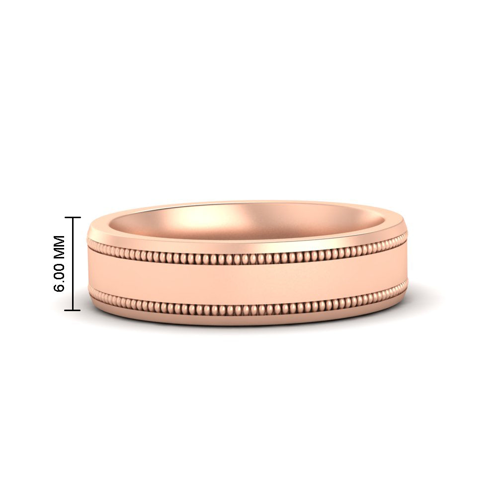 Mens Band Double Milgrain Fascinating Diamonds