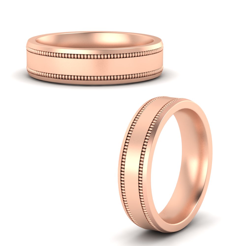 Mens Band Double Milgrain Fascinating Diamonds