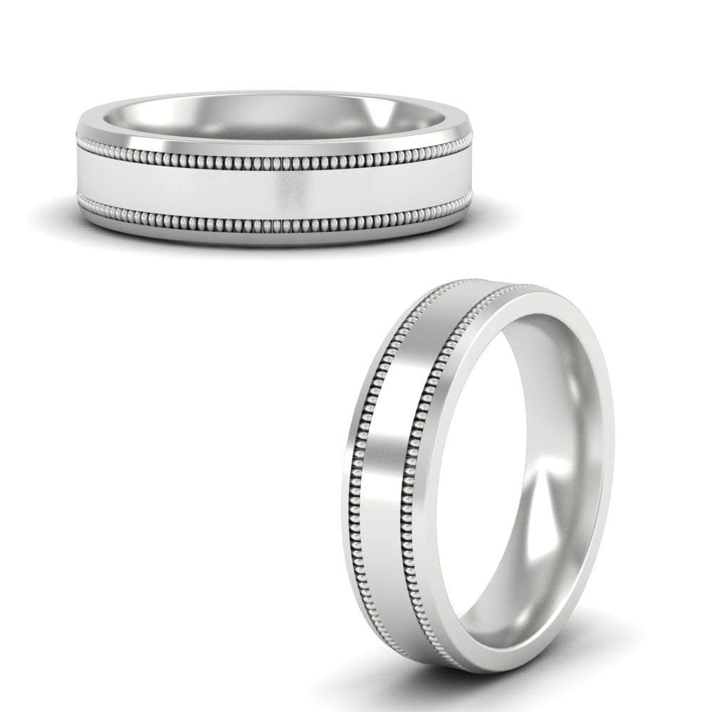Mens Band Double Milgrain Fascinating Diamonds